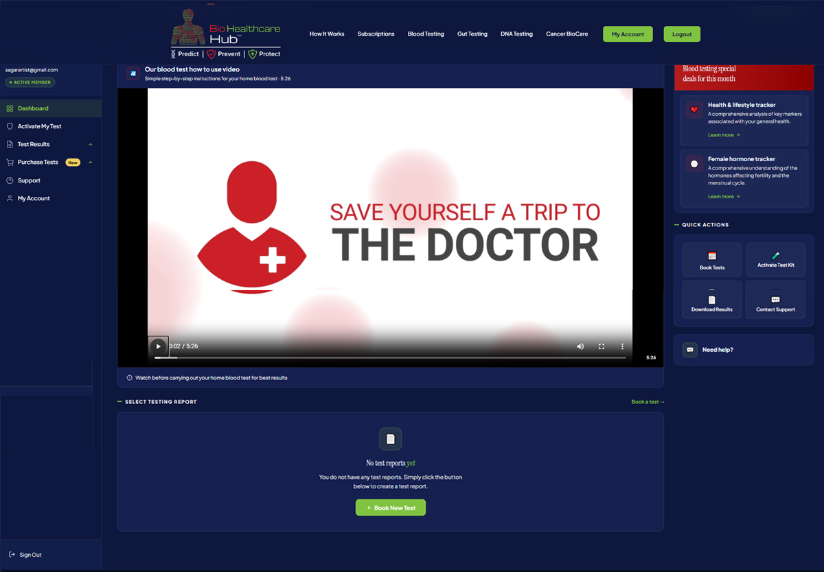 BioHealthcare Hub secure provider and client dashboard