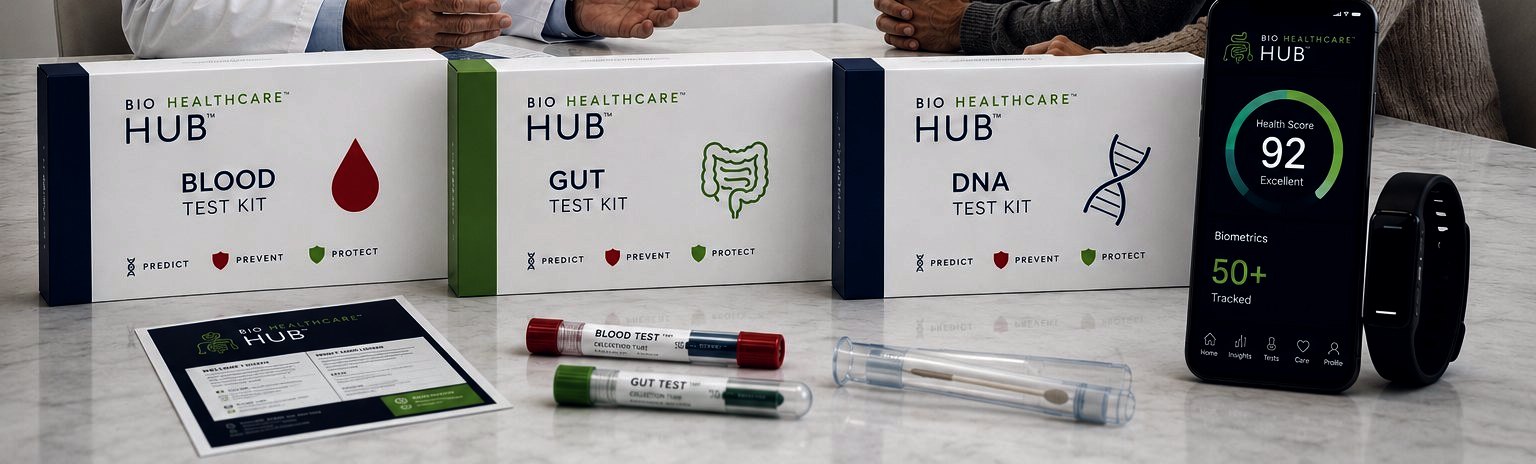 BioHealthcare Hub blood, gut and DNA test kits with the patient app