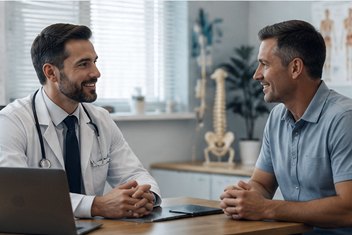 Primary care physician with a patient