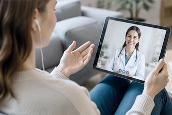 Patient using an online health service at home