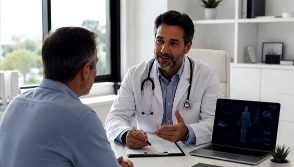 Physician reviewing results with a patient